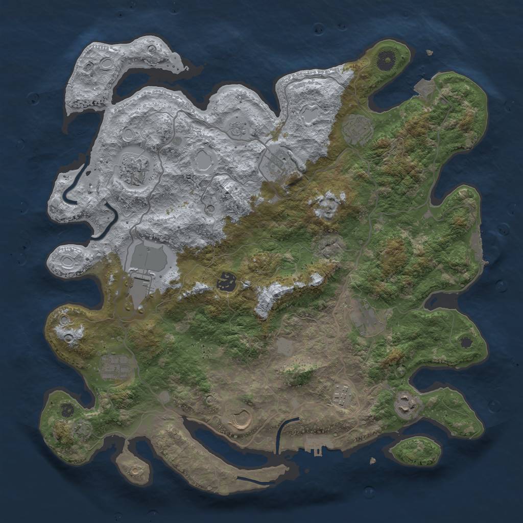 Rust Map: Procedural Map, Size: 4000, Seed: 180049695, 18 Monuments