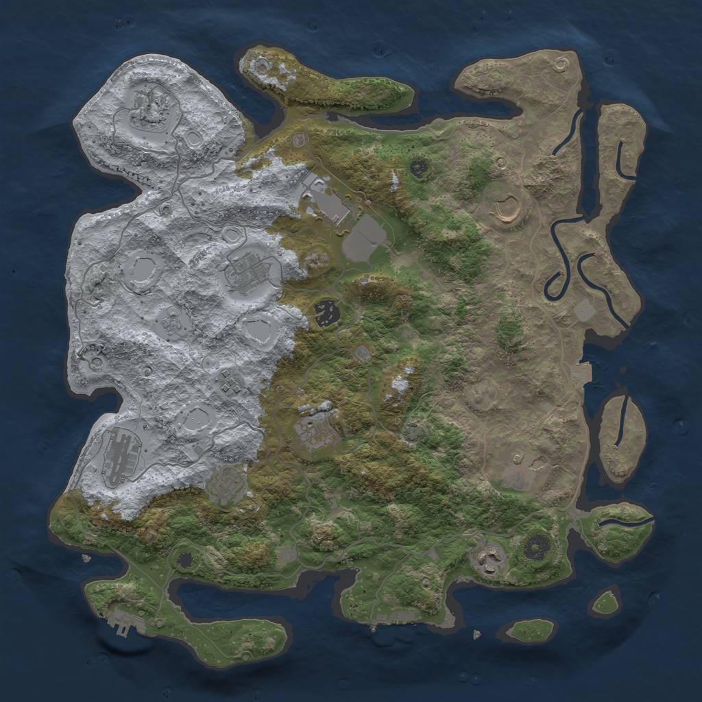 Rust Map: Procedural Map, Size: 4000, Seed: 980842940, 19 Monuments