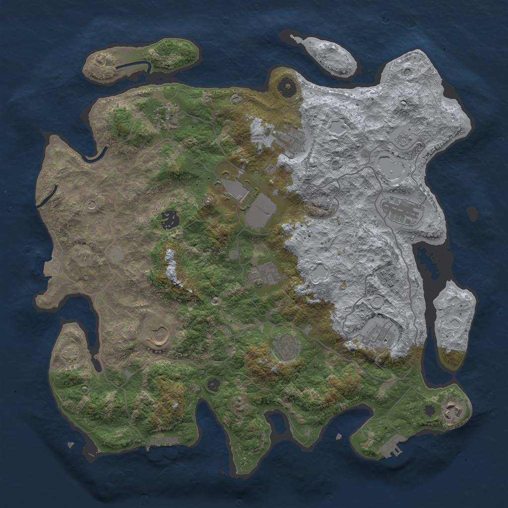 Rust Map: Procedural Map, Size: 4000, Seed: 870673111, 19 Monuments