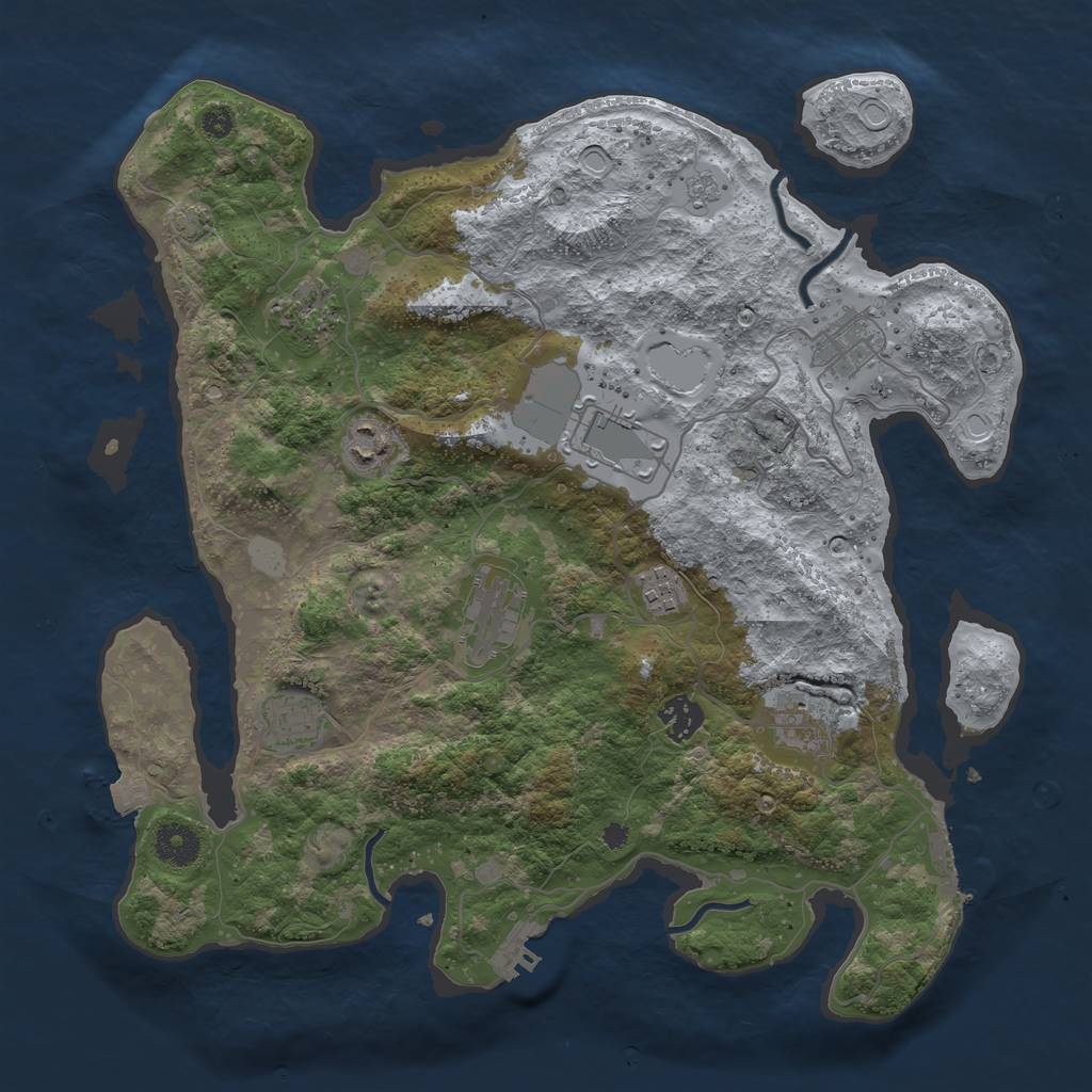 Rust Map: Procedural Map, Size: 3700, Seed: 907852669, 16 Monuments