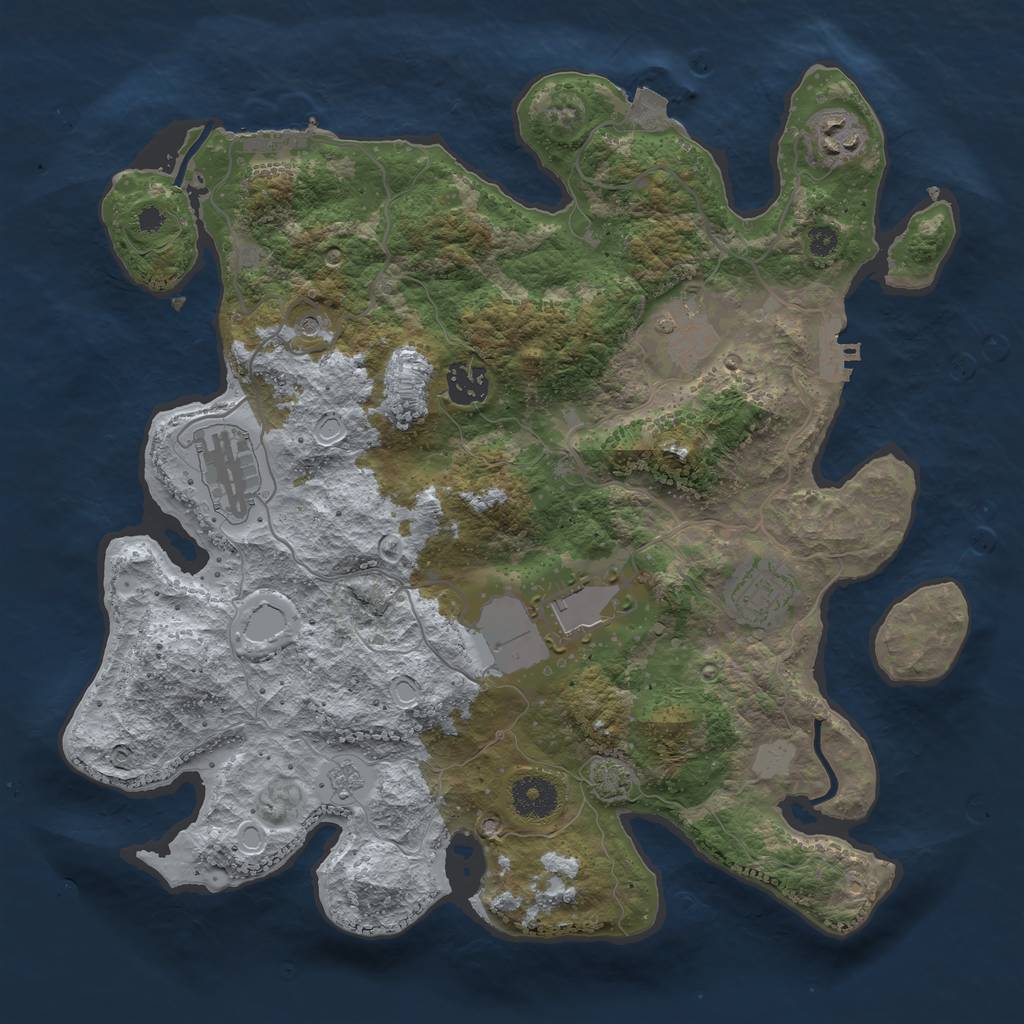 Rust Map: Procedural Map, Size: 3500, Seed: 979387129, 14 Monuments