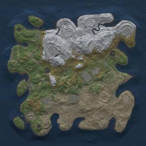 Thumbnail Rust Map: Procedural Map, Size: 3674, Seed: 1, 16 Monuments