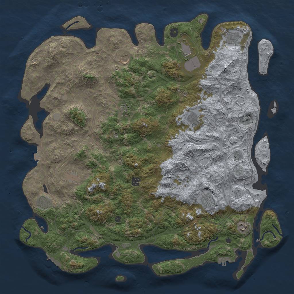 Rust Map: Procedural Map, Size: 4800, Seed: 1242126801, 19 Monuments