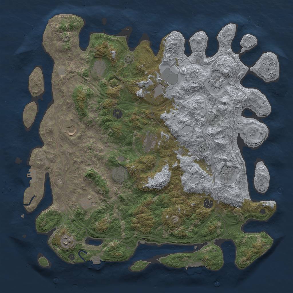 Rust Map: Procedural Map, Size: 4500, Seed: 623986248, 19 Monuments