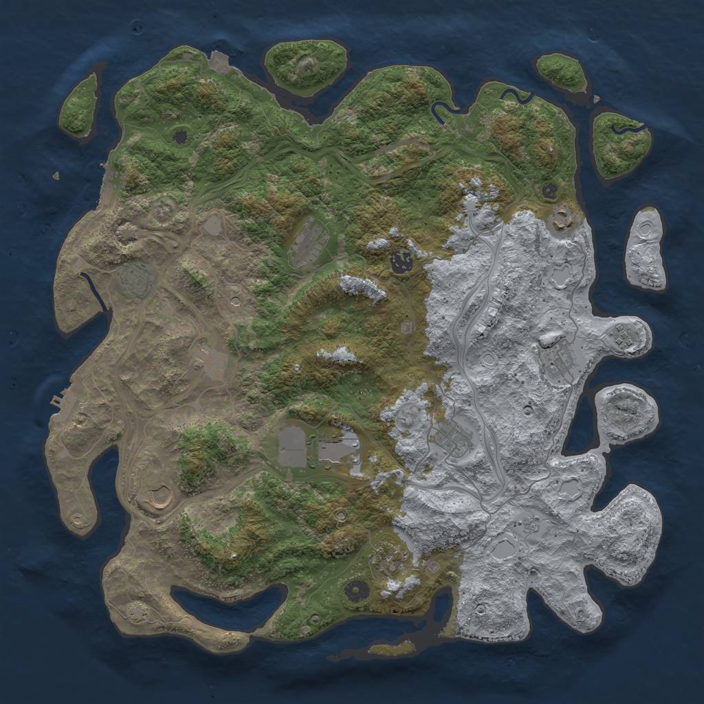 Rust Map: Procedural Map, Size: 4500, Seed: 1273912, 19 Monuments