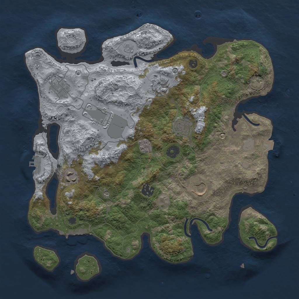 Rust Map: Procedural Map, Size: 3500, Seed: 1875837206, 16 Monuments