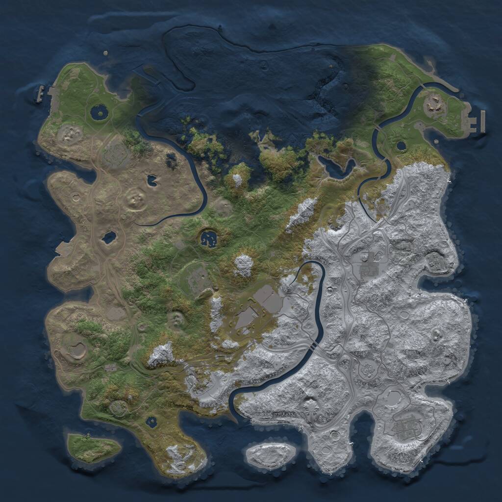 Rust Map: Procedural Map, Size: 4500, Seed: 232587, 16 Monuments