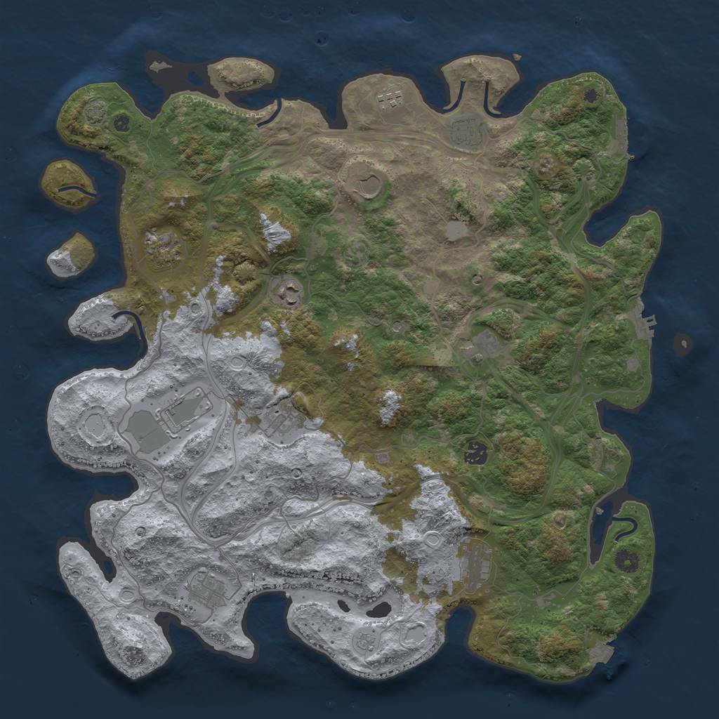 Rust Map: Procedural Map, Size: 4500, Seed: 1005498820, 19 Monuments