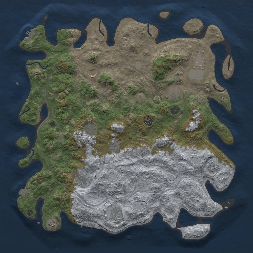Rust Map: Procedural Map, Size: 4500, Seed: 1071553969, 19 Monuments
