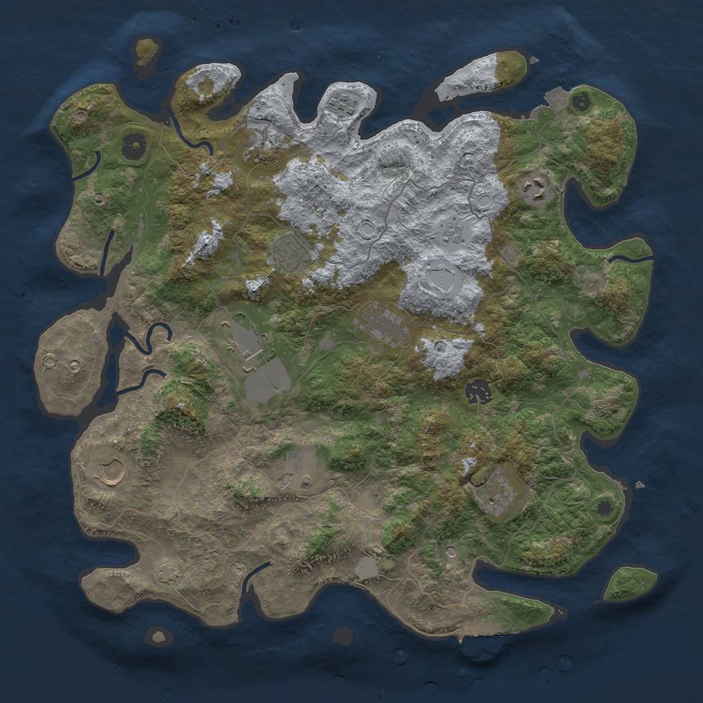 Rust Map: Procedural Map, Size: 4000, Seed: 656491346, 17 Monuments