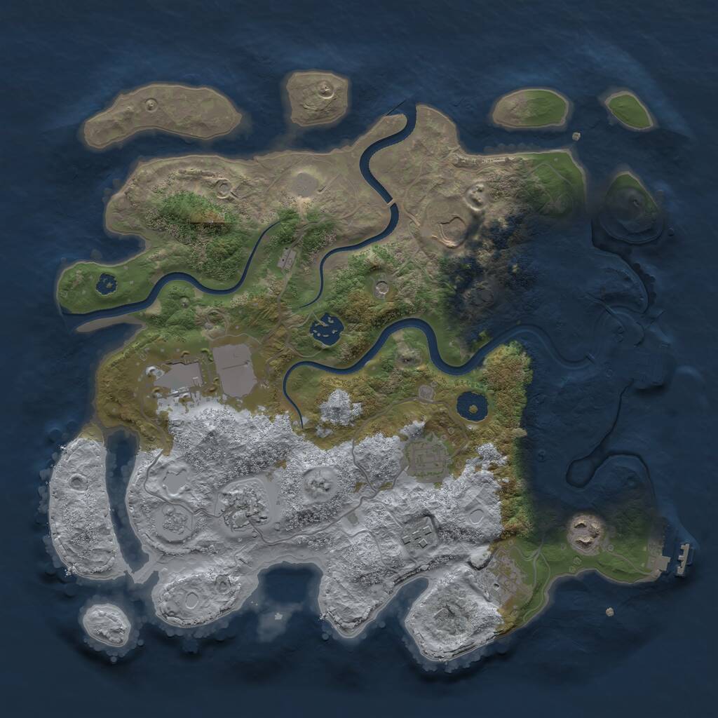 Rust Map: Procedural Map, Size: 3500, Seed: 1260606154, 14 Monuments
