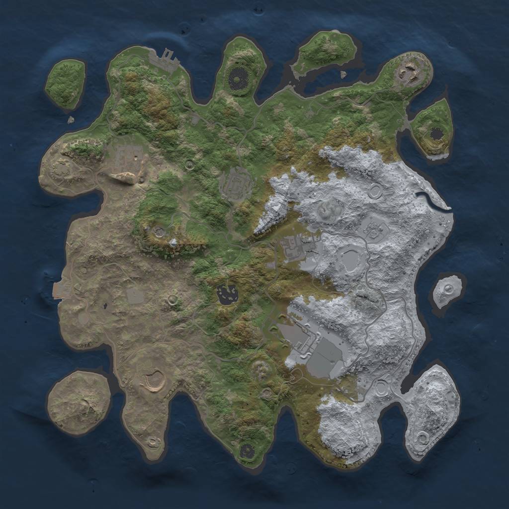 Rust Map: Procedural Map, Size: 3500, Seed: 1157553918, 14 Monuments