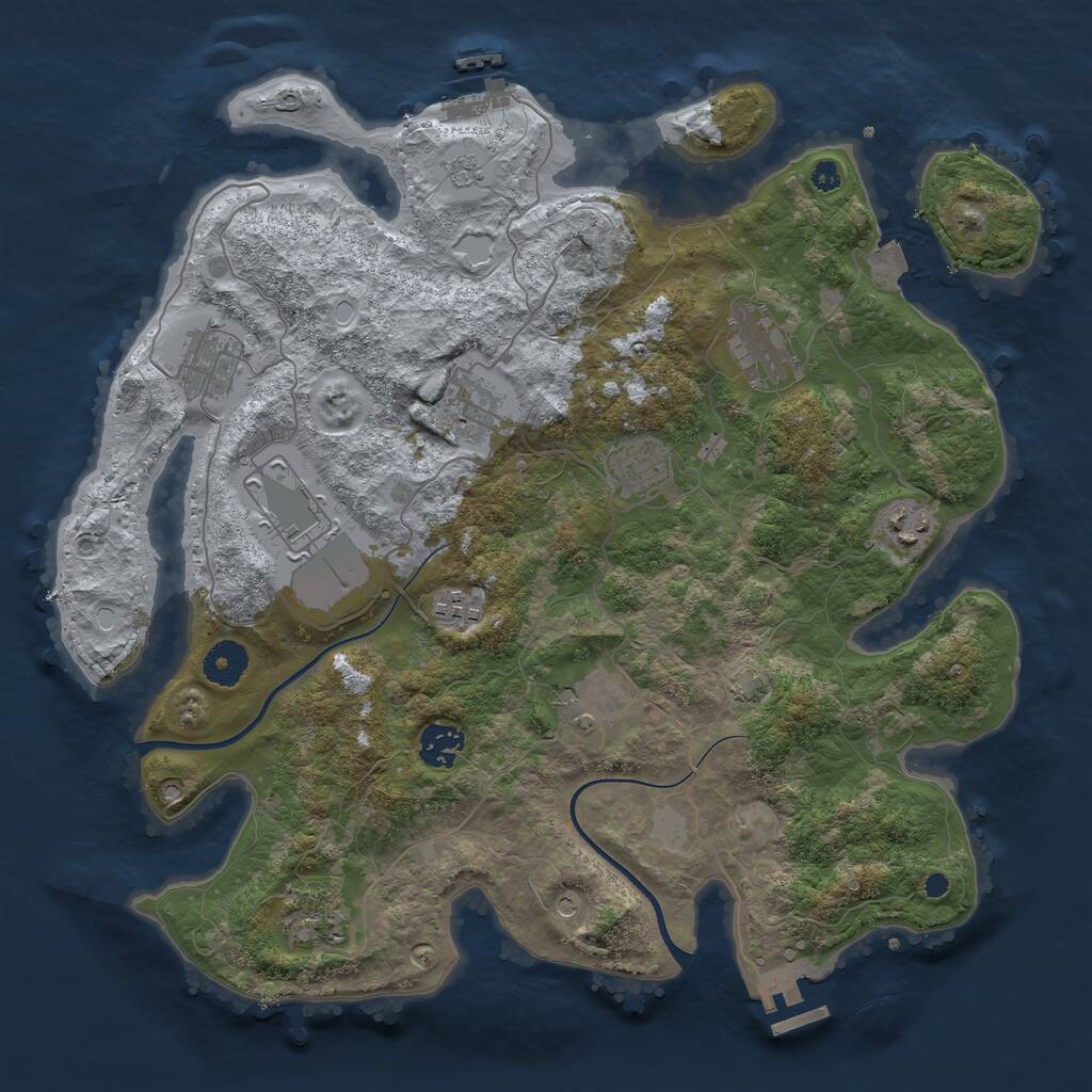 Rust Map: Procedural Map, Size: 3700, Seed: 743069787, 16 Monuments