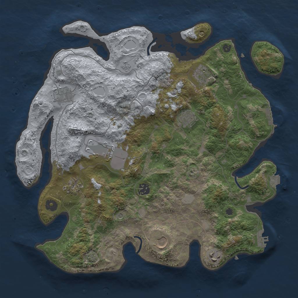 Rust Map: Procedural Map, Size: 3700, Seed: 743069787, 17 Monuments