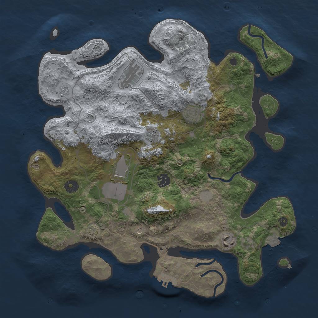 Rust Map: Procedural Map, Size: 3500, Seed: 623682870, 13 Monuments