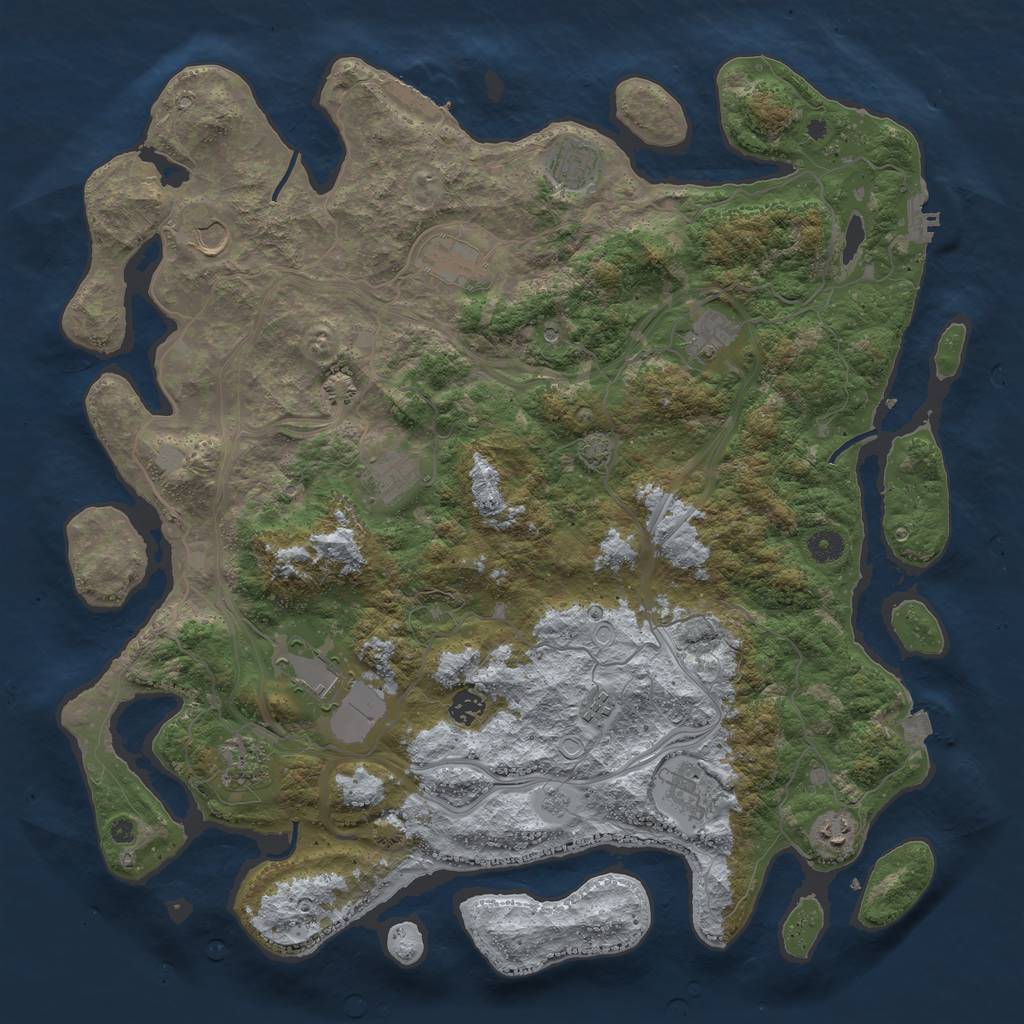Rust Map: Procedural Map, Size: 4500, Seed: 32496, 19 Monuments