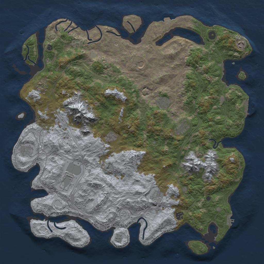 Rust Map: Procedural Map, Size: 5000, Seed: 88500484, 19 Monuments