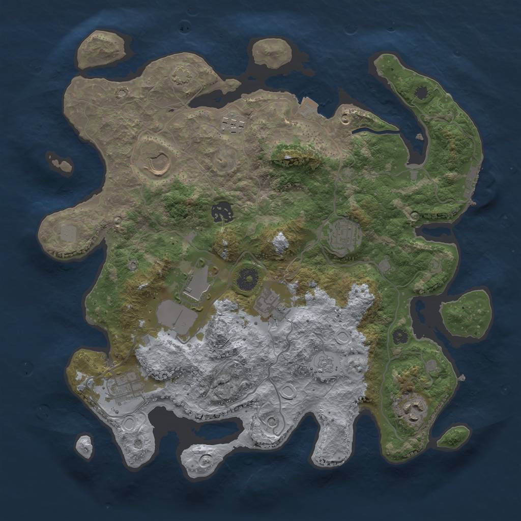 Rust Map: Procedural Map, Size: 3500, Seed: 123439601, 15 Monuments