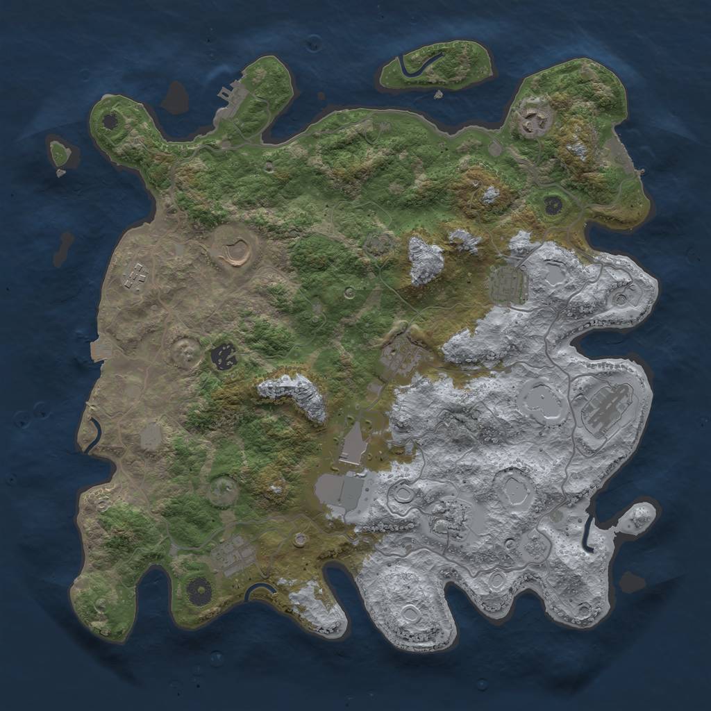Rust Map: Procedural Map, Size: 4000, Seed: 1090788036, 18 Monuments