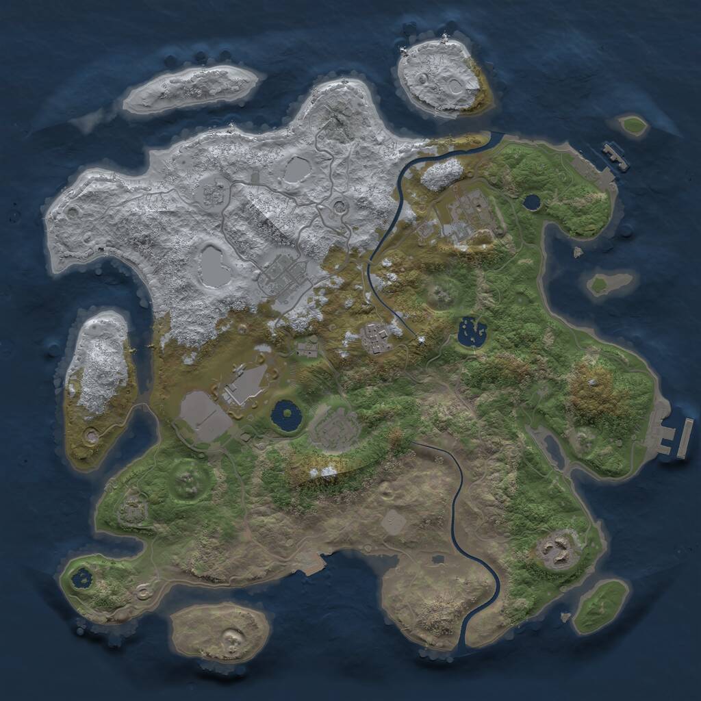 Rust Map: Procedural Map, Size: 3500, Seed: 1874928154, 13 Monuments