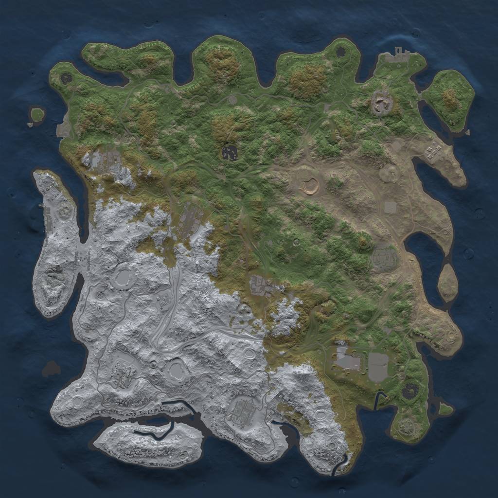 Rust Map: Procedural Map, Size: 4500, Seed: 2132721398, 19 Monuments