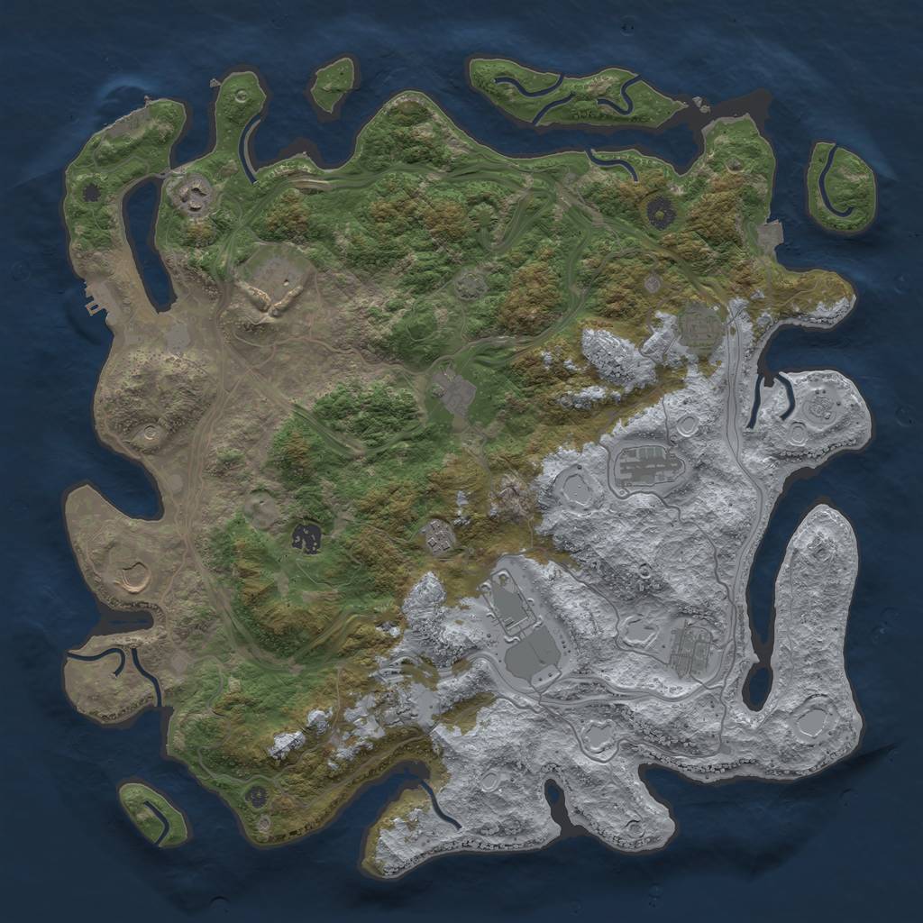 Rust Map: Procedural Map, Size: 4500, Seed: 2021340845, 19 Monuments