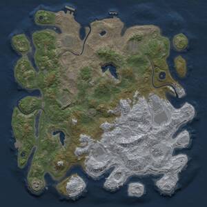 Thumbnail Rust Map: Procedural Map, Size: 4187, Seed: 1766304437, 14 Monuments