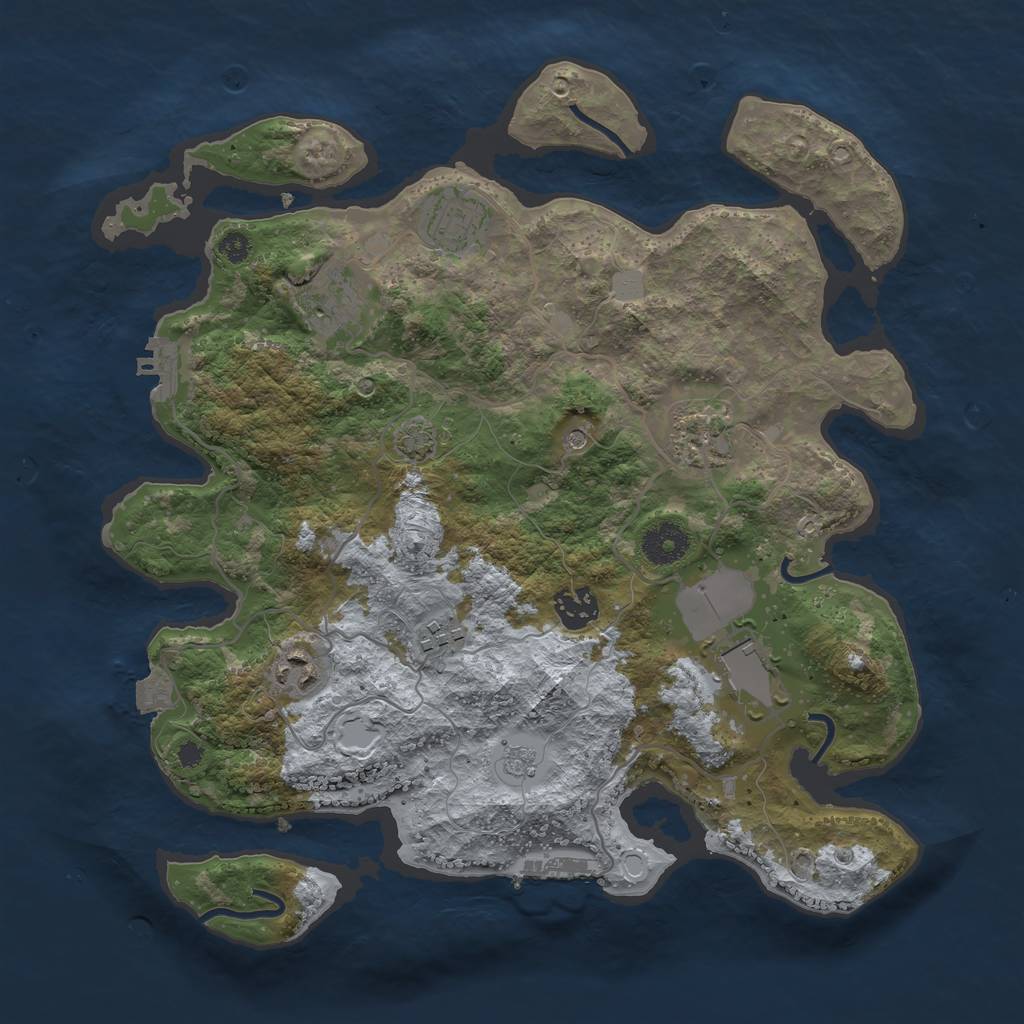 Rust Map: Procedural Map, Size: 3500, Seed: 52647, 15 Monuments