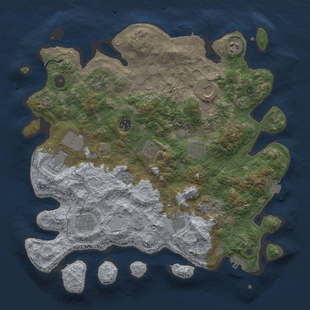 Rust Map: Procedural Map, Size: 3900, Seed: 927630380, 18 Monuments