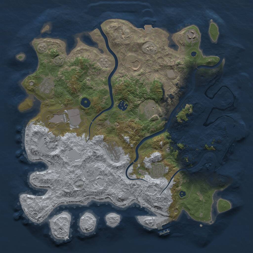 Rust Map: Procedural Map, Size: 3900, Seed: 927630380, 16 Monuments