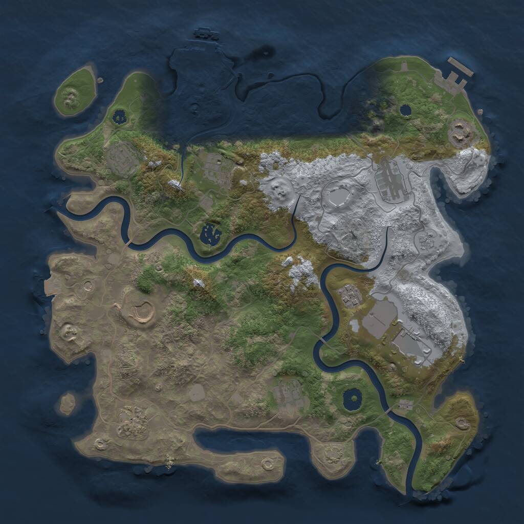 Rust Map: Procedural Map, Size: 3700, Seed: 1800614689, 16 Monuments