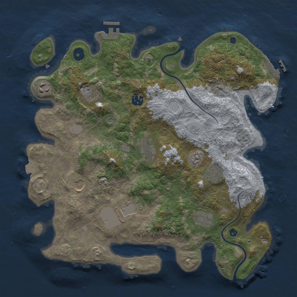 Rust Map: Procedural Map, Size: 3700, Seed: 1800614689, 15 Monuments