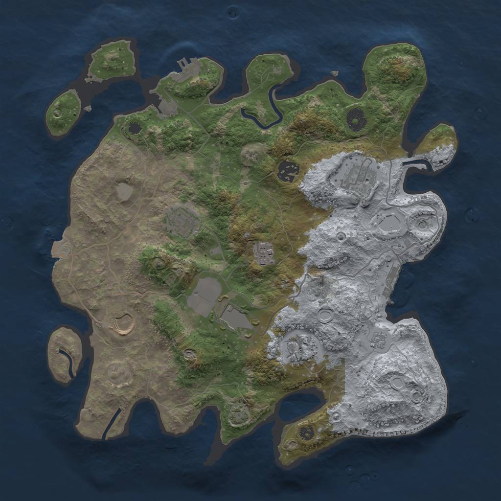 Rust Map: Procedural Map, Size: 3500, Seed: 491484137, 15 Monuments