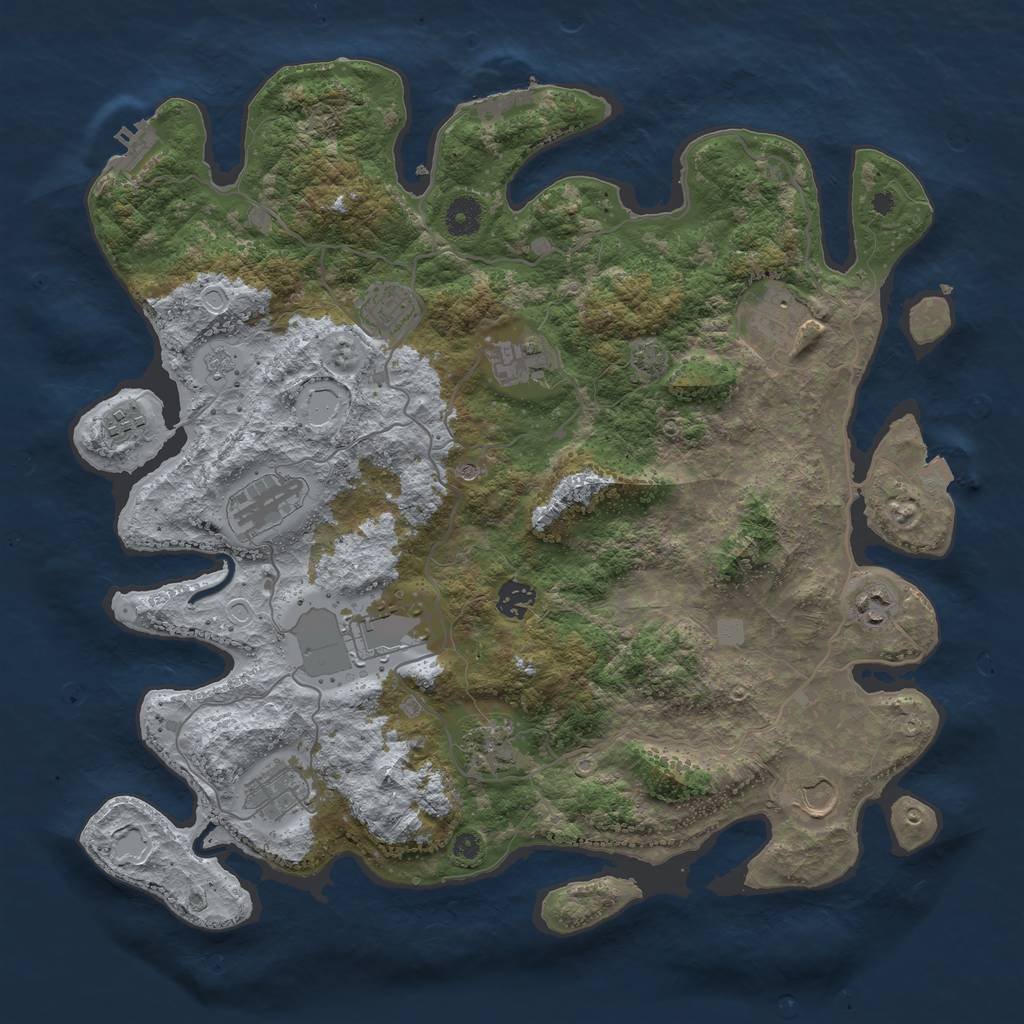 Rust Map: Procedural Map, Size: 4050, Seed: 414646665, 19 Monuments