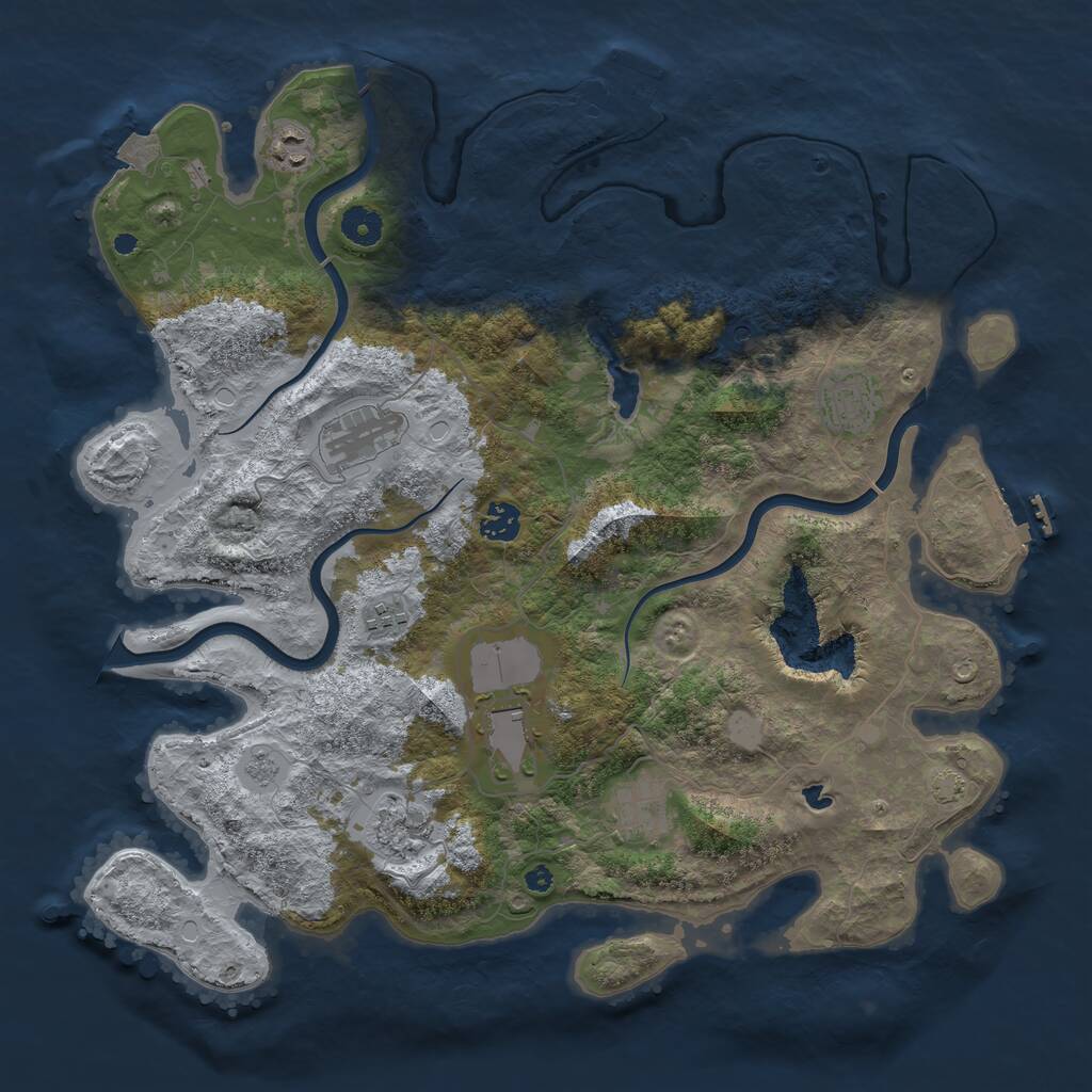 Rust Map: Procedural Map, Size: 4050, Seed: 414646665, 14 Monuments