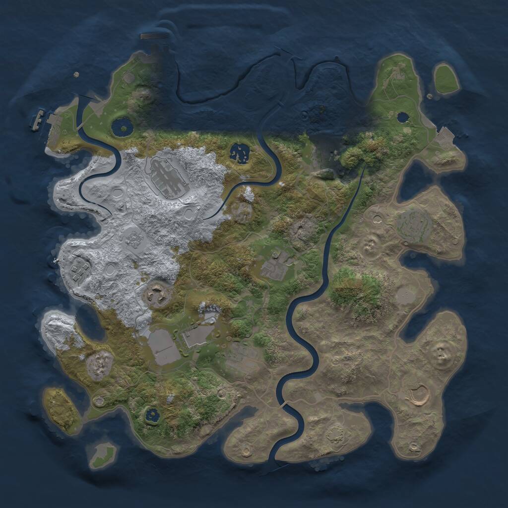 Rust Map: Procedural Map, Size: 3700, Seed: 1389039115, 16 Monuments