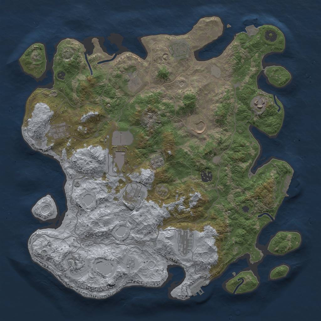 Rust Map: Procedural Map, Size: 4000, Seed: 1351335669, 19 Monuments