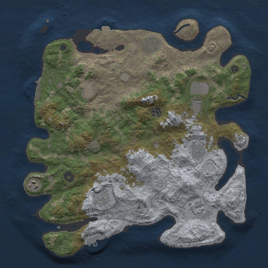 Rust Map: Procedural Map, Size: 3800, Seed: 1716740, 16 Monuments