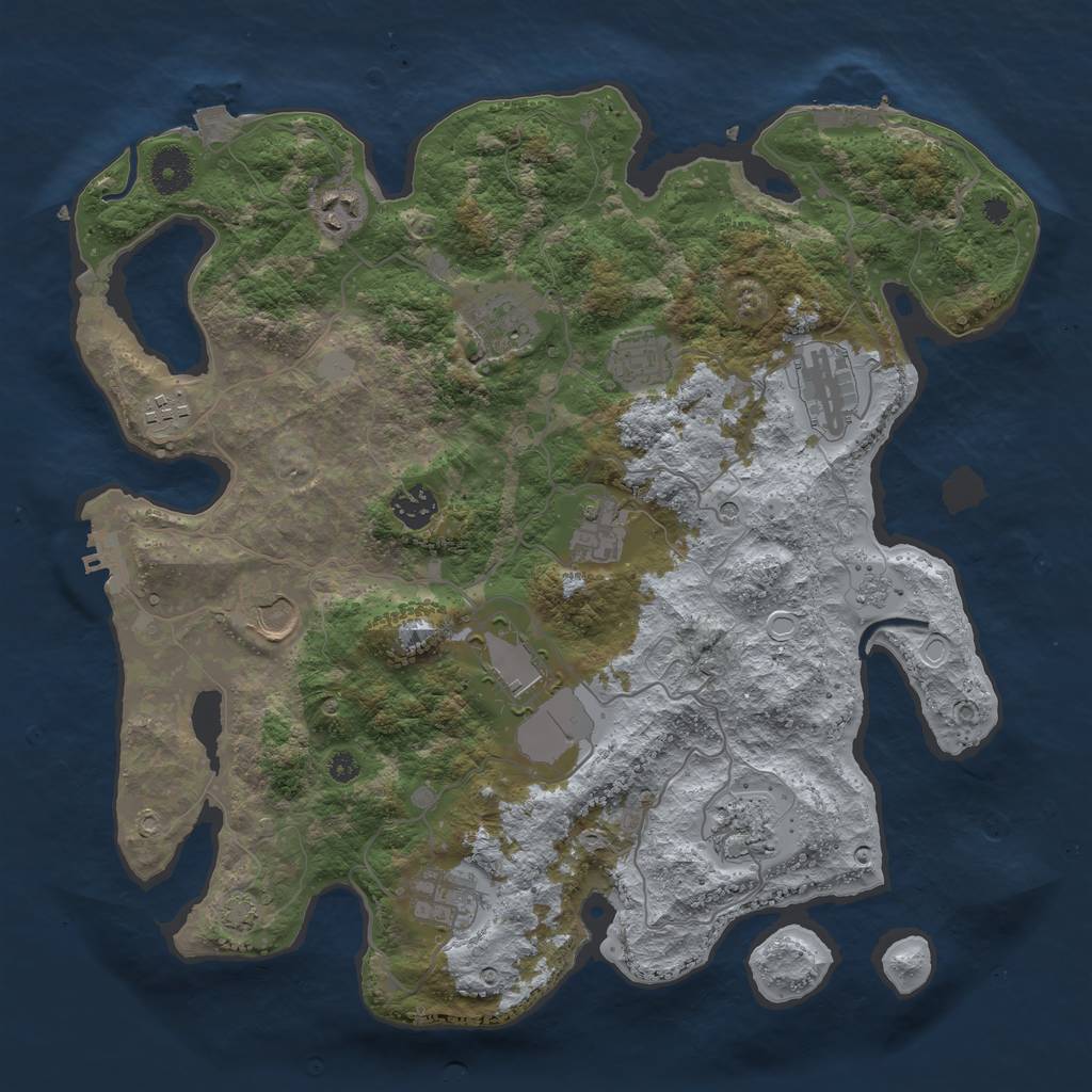 Rust Map: Procedural Map, Size: 3750, Seed: 49793707, 19 Monuments