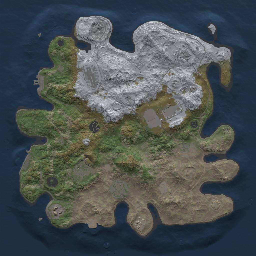 Rust Map: Procedural Map, Size: 3500, Seed: 1248115975, 17 Monuments