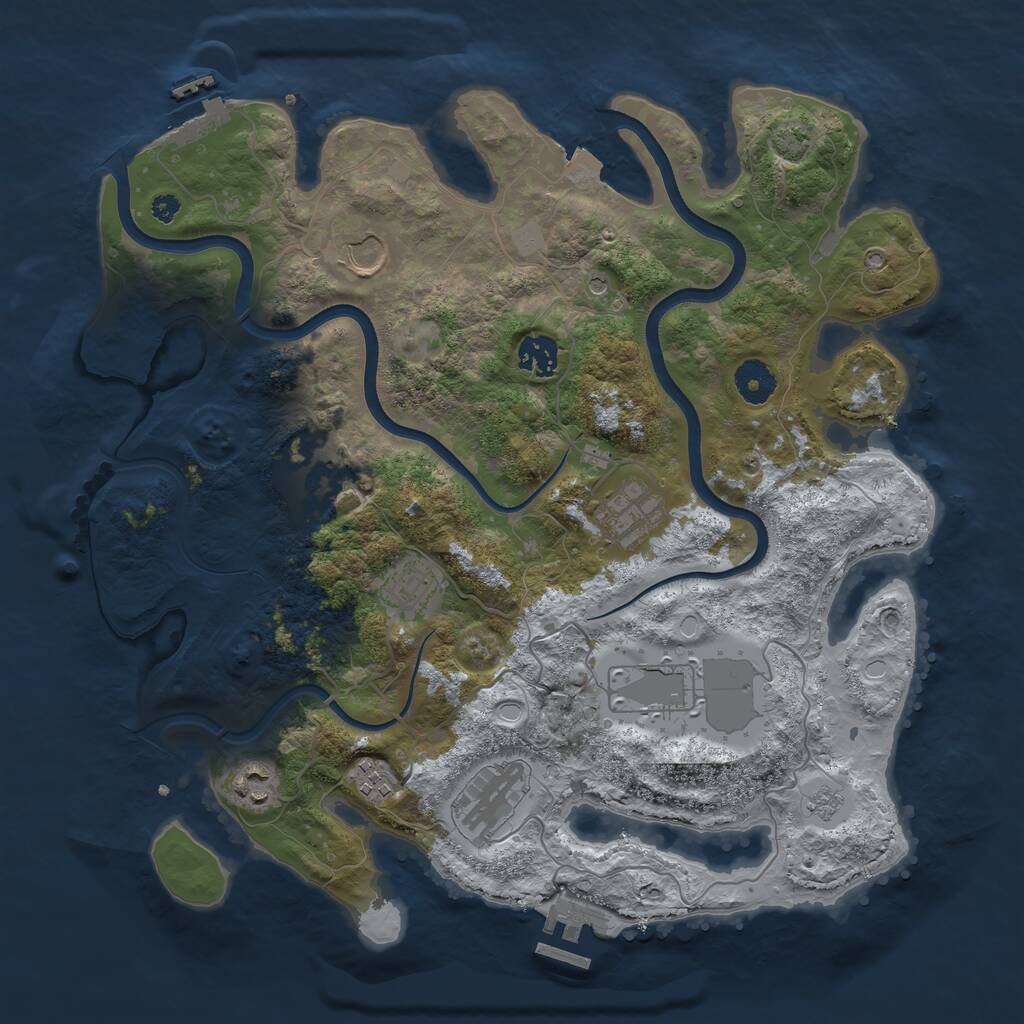 Rust Map: Procedural Map, Size: 3700, Seed: 591785965, 15 Monuments