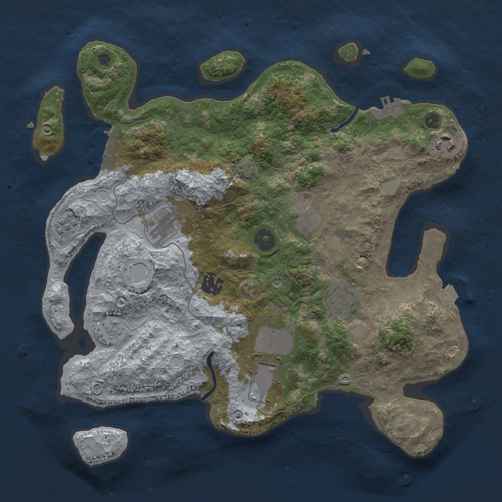 Rust Map: Procedural Map, Size: 3500, Seed: 9555, 15 Monuments