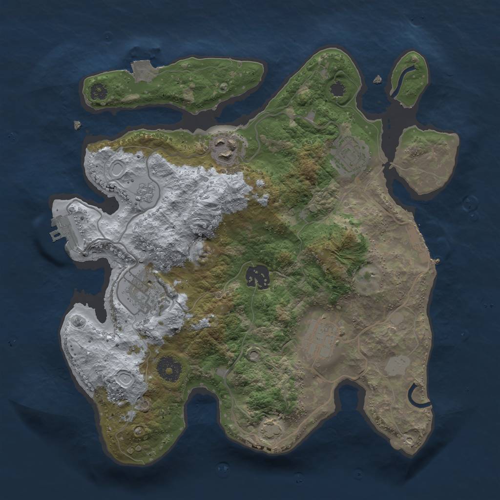 Rust Map: Procedural Map, Size: 3000, Seed: 166223464, 12 Monuments