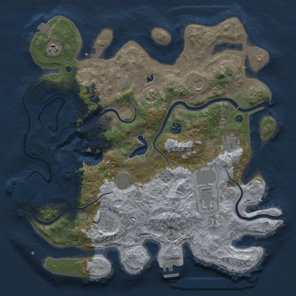 Rust Map: Procedural Map, Size: 4000, Seed: 1199049255, 16 Monuments