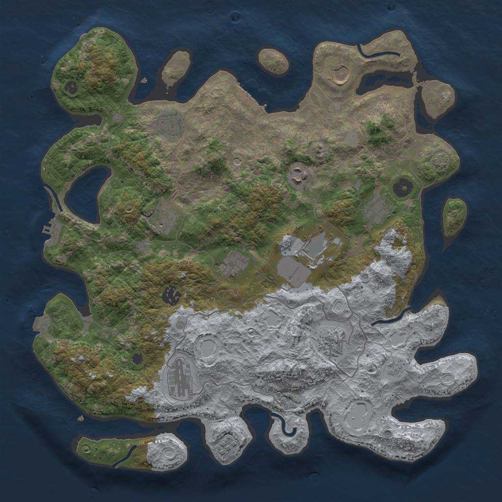 Rust Map: Procedural Map, Size: 4000, Seed: 1199049255, 19 Monuments