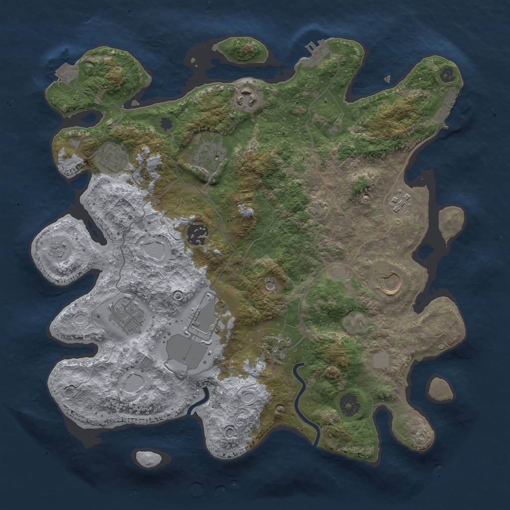 Rust Map: Procedural Map, Size: 3500, Seed: 1036352499, 17 Monuments