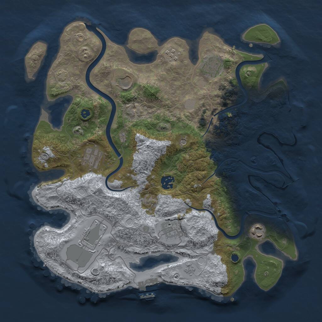 Rust Map: Procedural Map, Size: 3500, Seed: 8337472, 14 Monuments