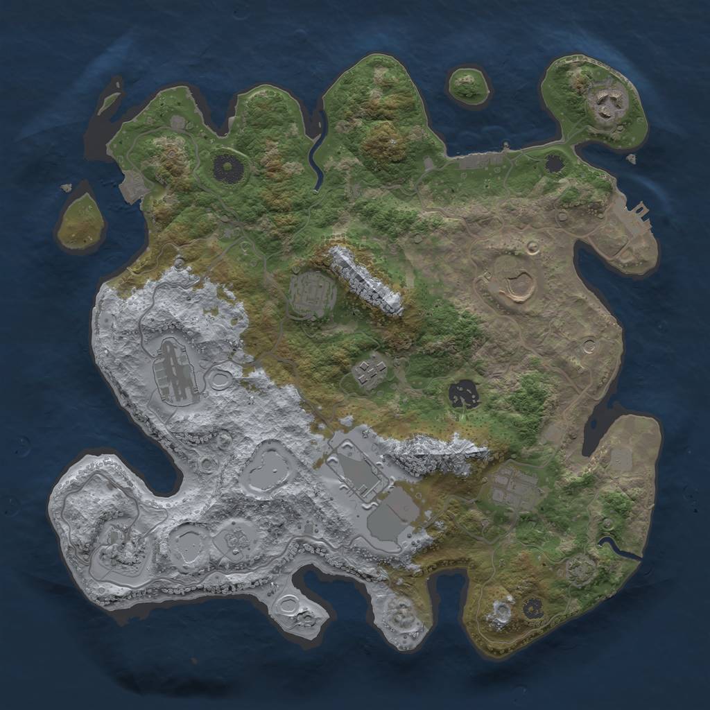 Rust Map: Procedural Map, Size: 3500, Seed: 2138098971, 17 Monuments