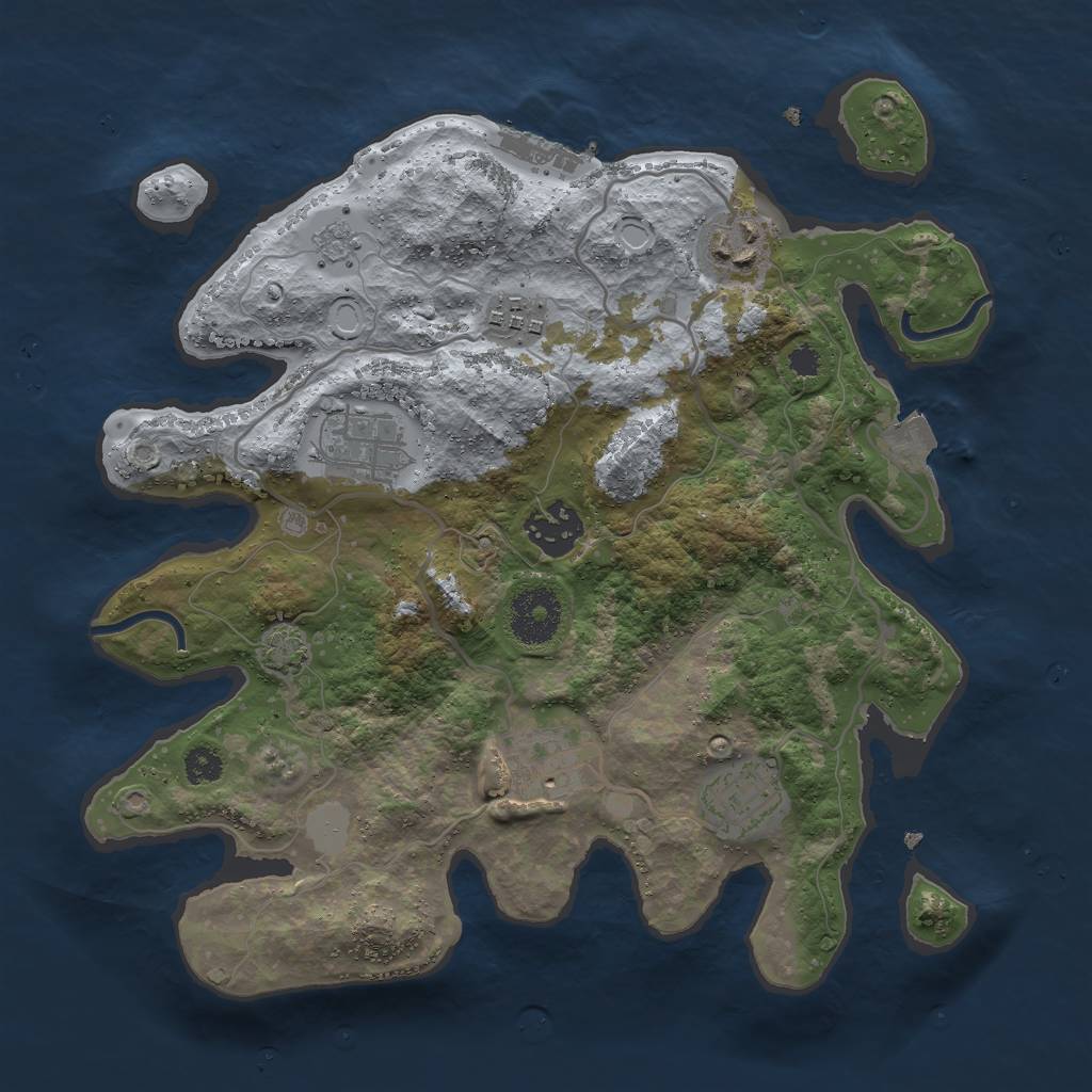 Rust Map: Procedural Map, Size: 3000, Seed: 573878405, 12 Monuments