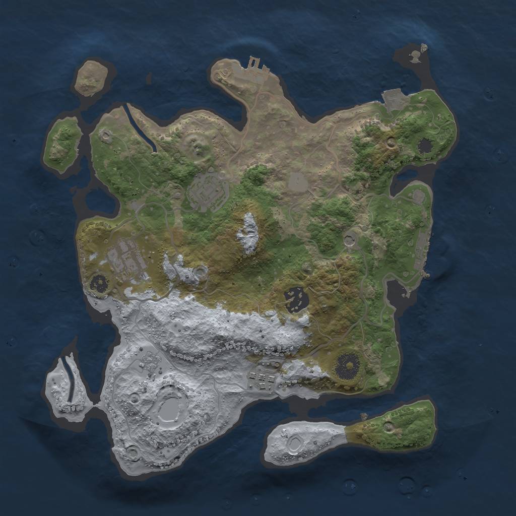 Rust Map: Procedural Map, Size: 3000, Seed: 59327450, 11 Monuments